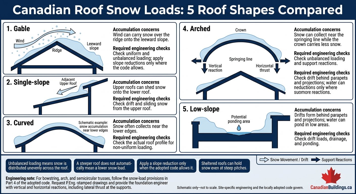 Canadian Roof Snow Loads: 5 Roof Shapes Compared